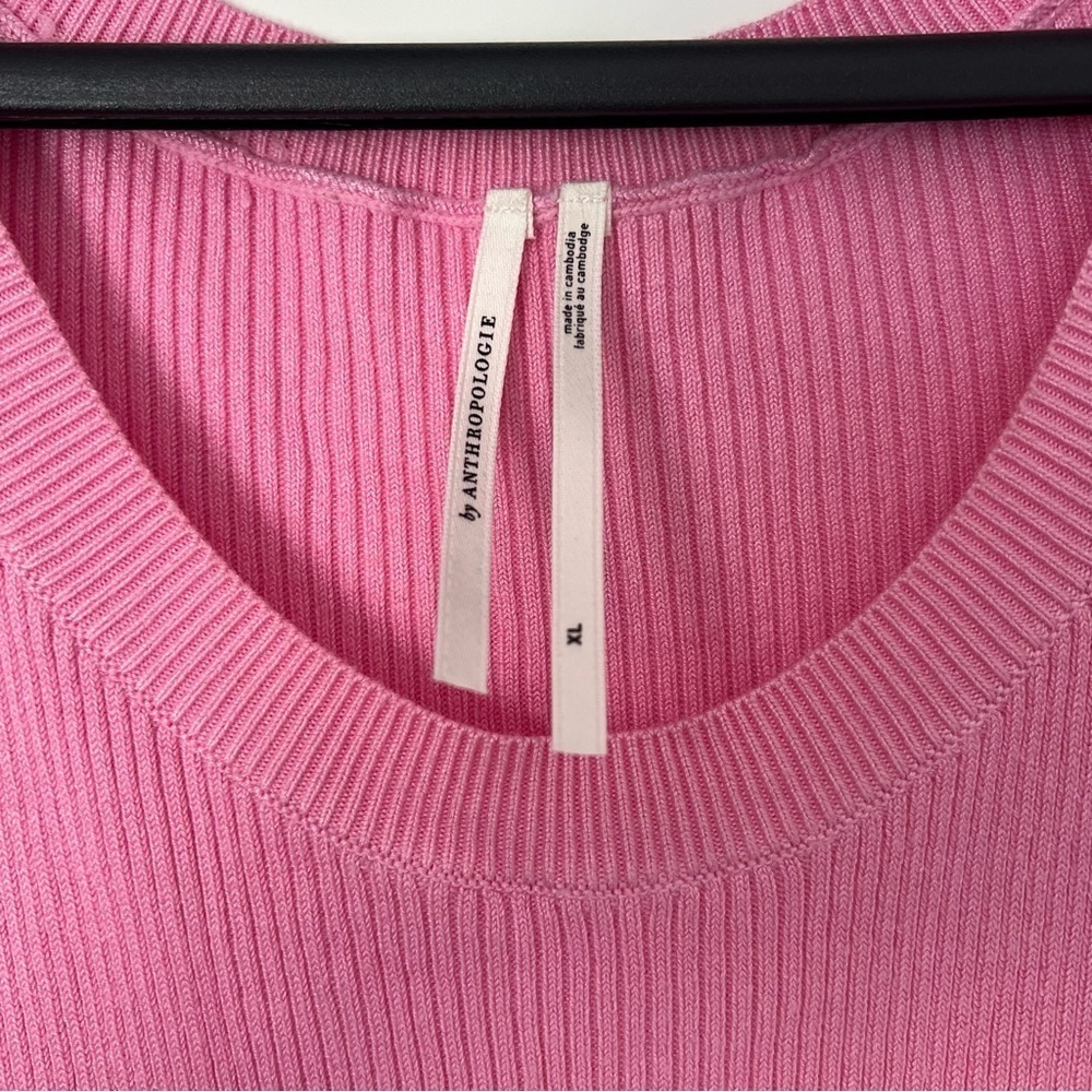 Anthropologie Long Sleeve Ribbed Sweater Midi Dress - Bubblegum Pink – Size XL - Picture 8 of 13